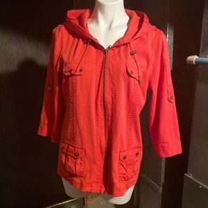 Orange Zip-up Sweater Shirt